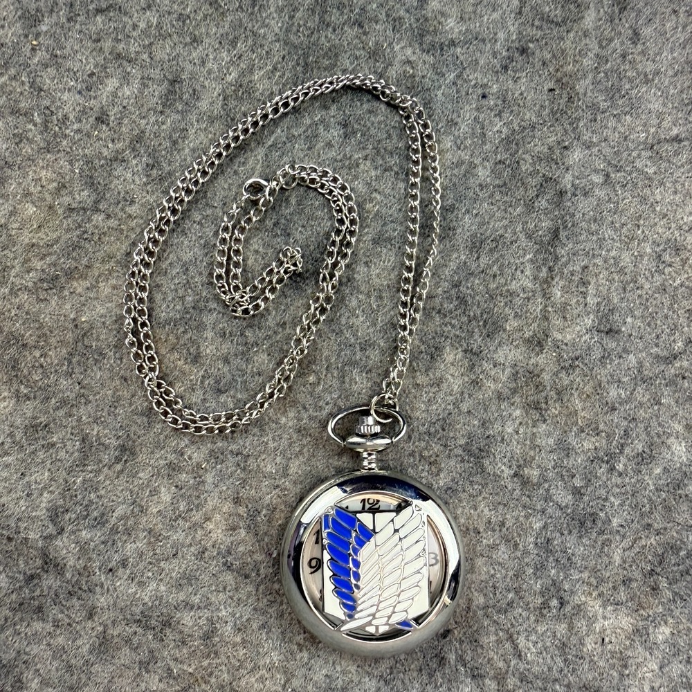 Attack on Titan Scout Regiment Wings of Liberty Silver Tone Pocket Watch Chain